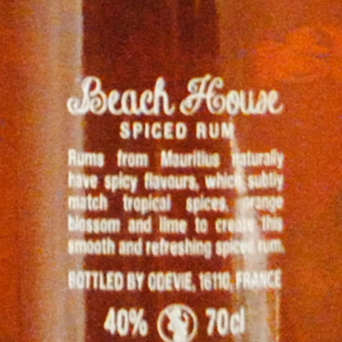 Rhum Beach House Spiced étiquette dos