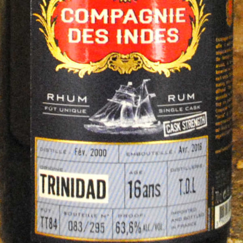 Rhum Trinidad 16 ans - Compagnie des Indes étiquette