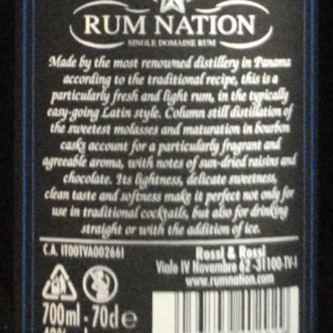 Rum Nation Panama 10 ans étiquette