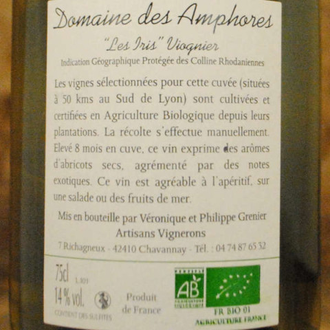 Domaine des Amphores Les Iris Viognier étiquette