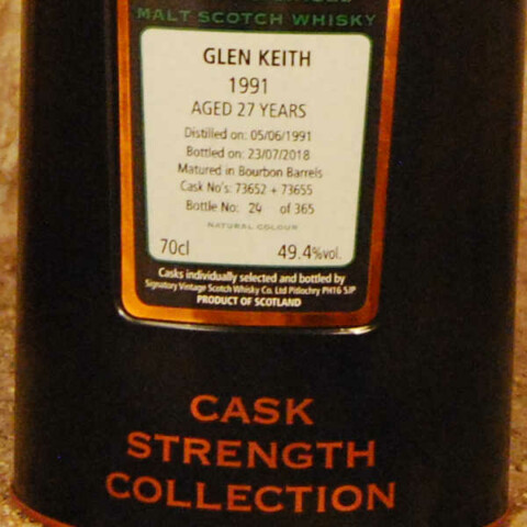 Signatory Vintage Cask Strenght Glen Keith 27 ans 1991