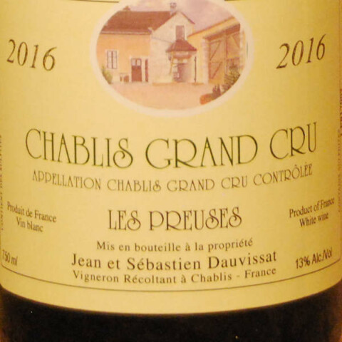 Chablis Grand Cru Les Preuses 2016 Jean et Sébastien Dauvissat