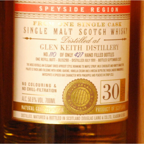 Whisky XOP Glen Keith 30 ans 1991 douglas laing